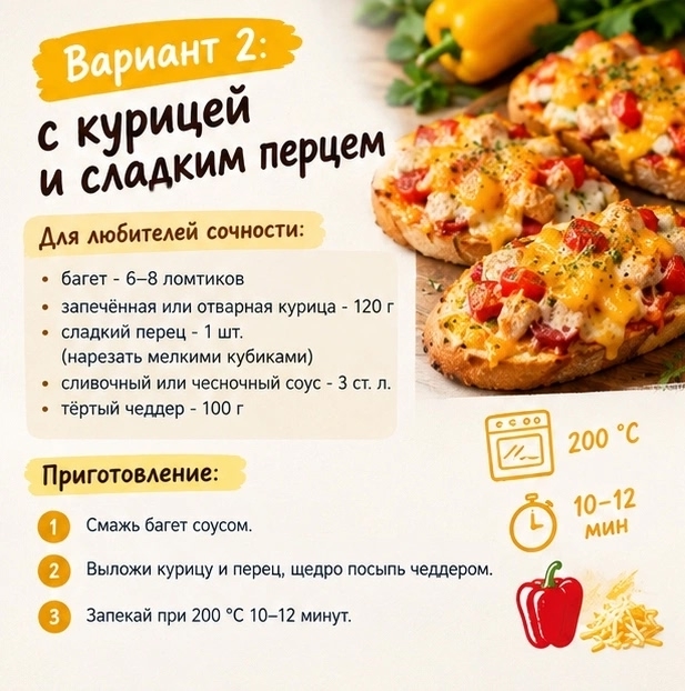 Мини-пицца на багете. Фото сгенерировано нейросетью