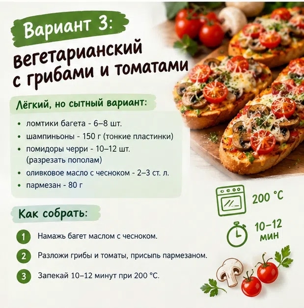 Мини-пицца на багете. Фото сгенерировано нейросетью