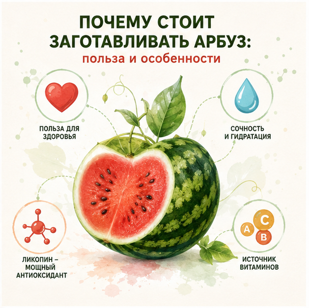 Заготовки из арбуза на зиму. Фото сгенерировано с помощью ИИ