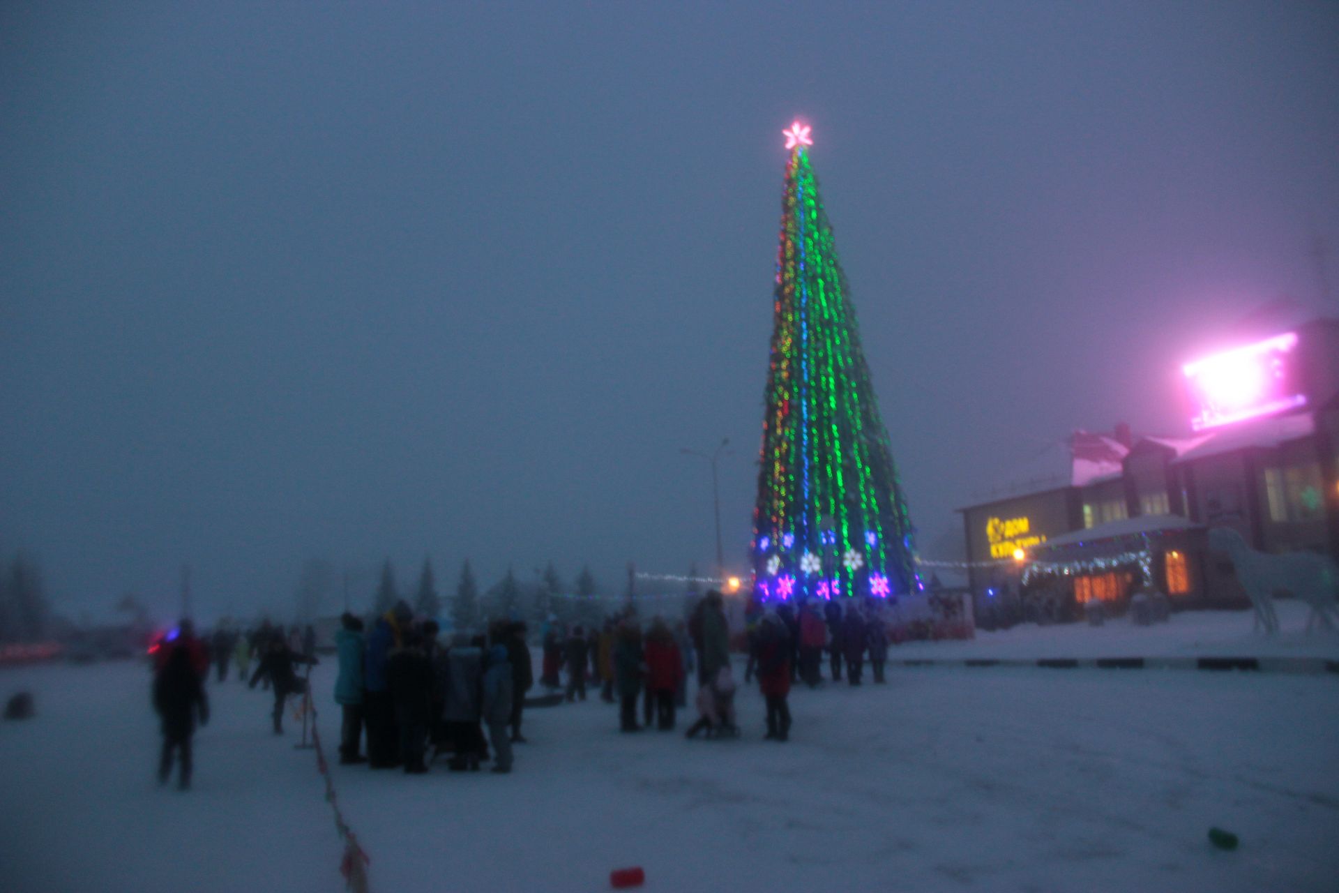 Сегодня в Тетюшах засверкала праздничными огоньками главная елка района