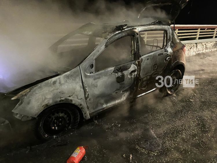 В Татарстане на ходу загорелась иномарка, водителю удалось спастись