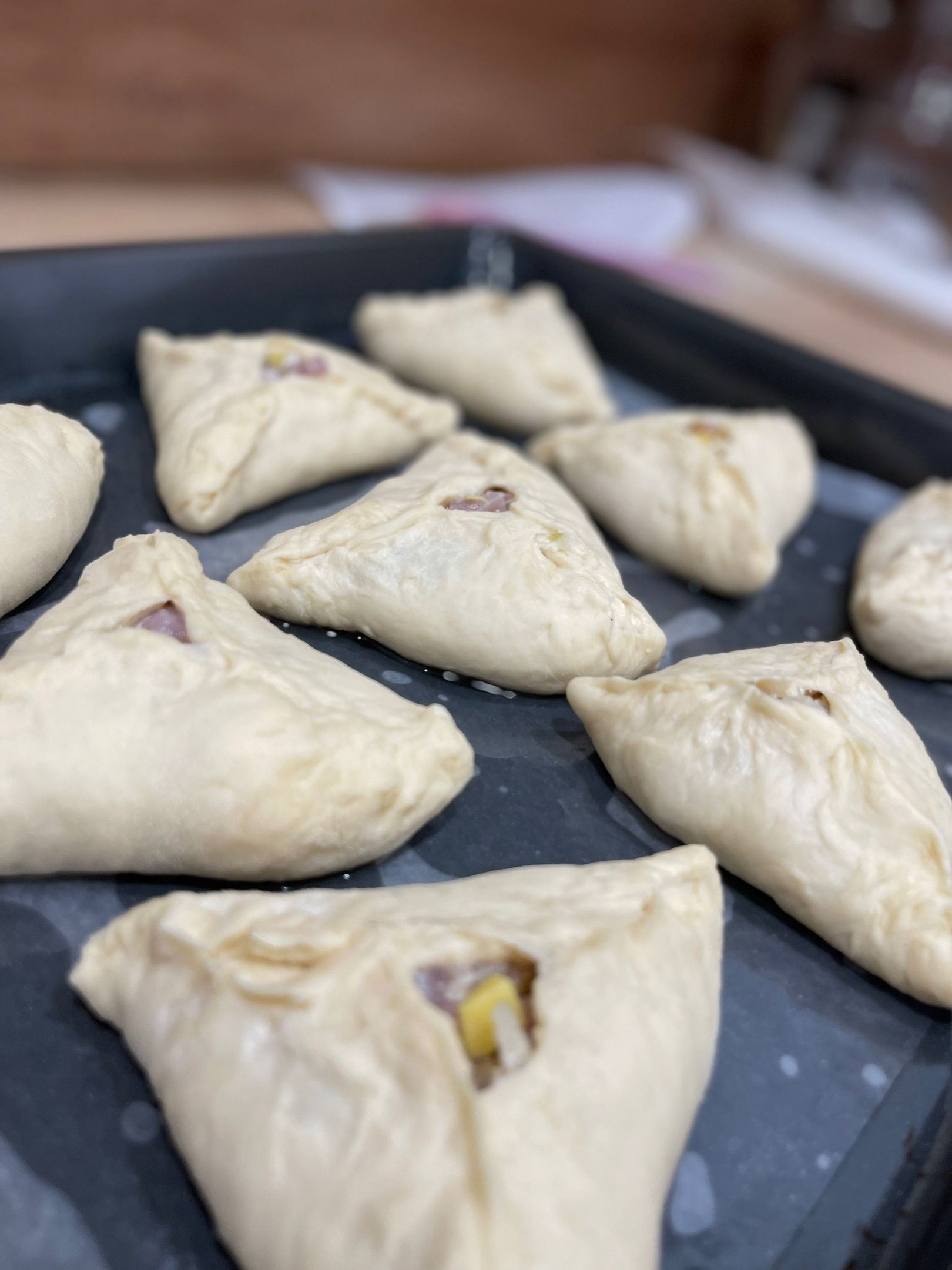 Треугольники с мясом и картошкой