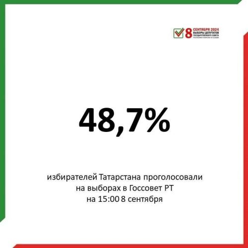 ЦИК РТ: К 15 часам явка на выборах в Госсовет Татарстана составила 48,7%