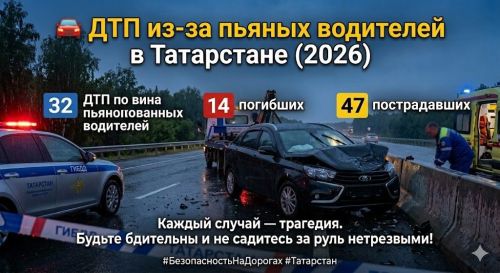Жертвы нетрезвых водителей: в Татарстане с начала года погибли 14 человек