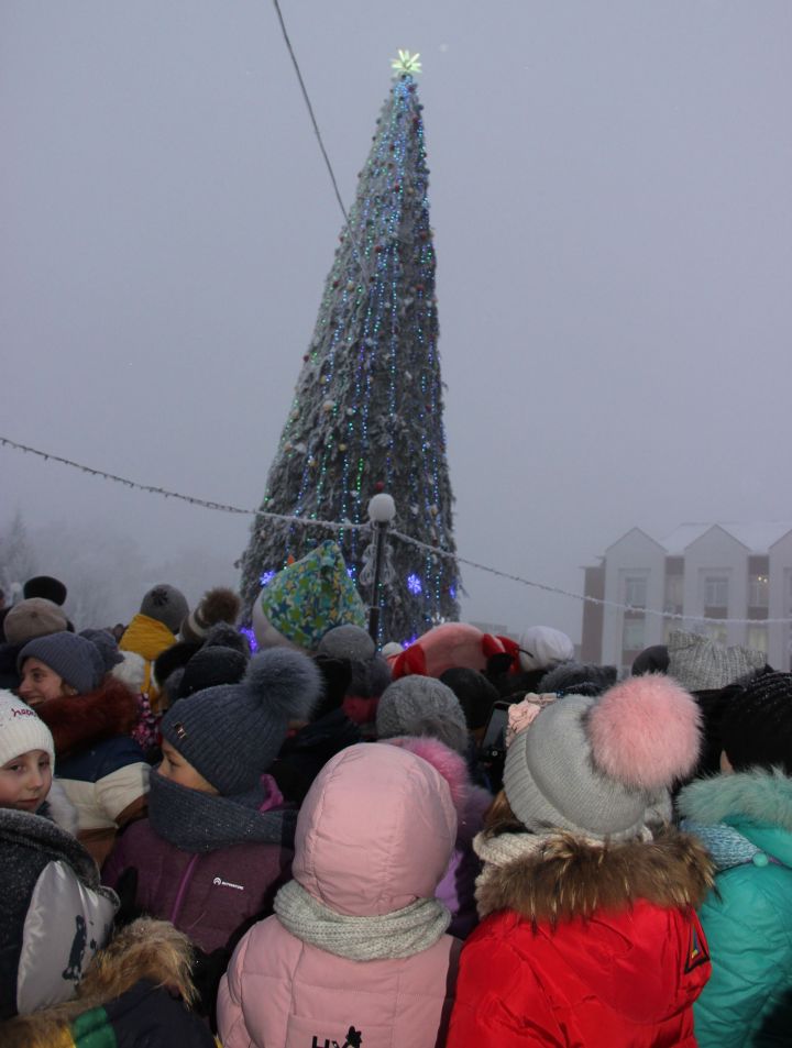 Сегодня в Тетюшах засверкала праздничными огоньками главная елка района