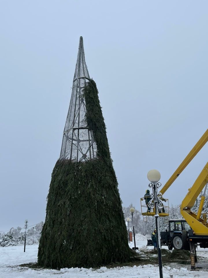 В Тетюшах идет установка новогодней елки города
