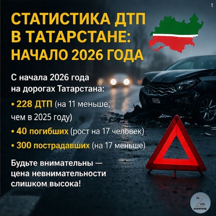 С начала 2026 года на дорогах Татарстана  случилось 228 ДТП