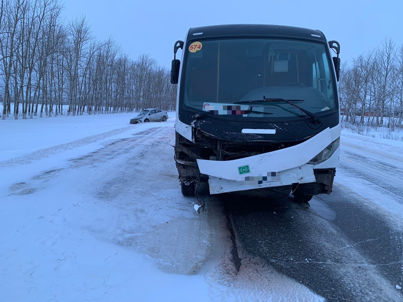 В Татарстане на Буинской трассе столкнулись автобус и иномарка