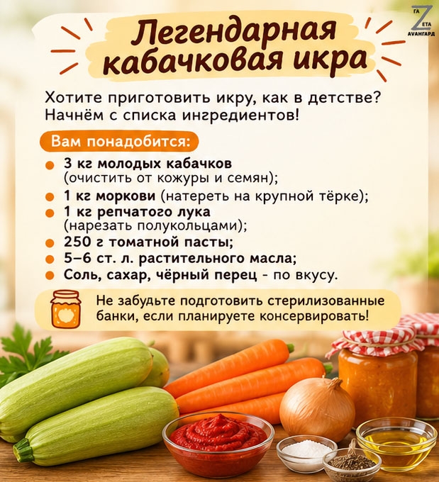 Кабачковая икра. Пошаговый рецепт