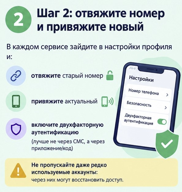 Как безопасно отказаться от старого номера телефона. Карточка сгенерирована нейросетью