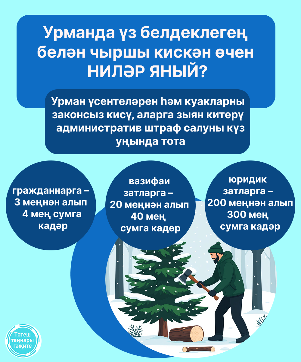 Урманда үз белдеклегең белән чыршы кискән өчен ниләр яный