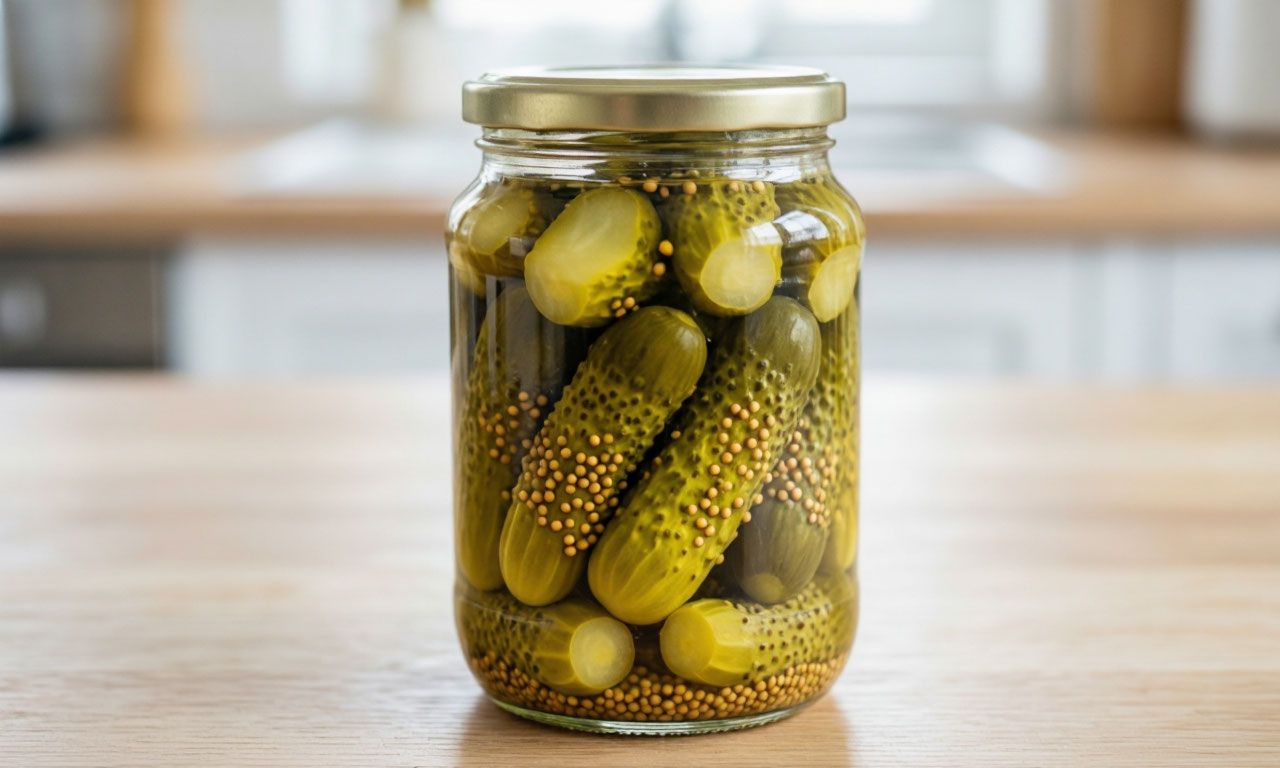 Готовим маринованные корнишоны с зёрнами горчицы: хрустящая закуска к празднику