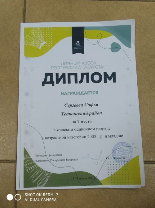Тетюшанка заняла в финале Личного Кубка РТ по бадминтону первое место