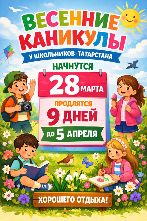 Весенние каникулы в Татарстане: когда школьники отправятся на отдых