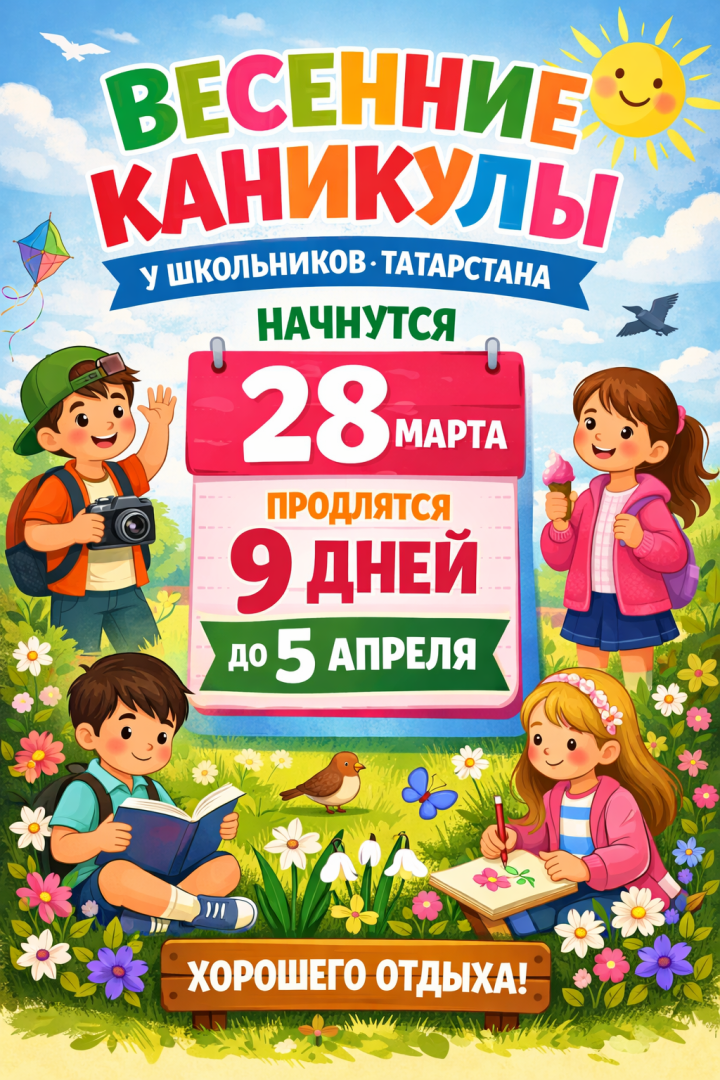 Весенние каникулы в Татарстане: когда школьники отправятся на отдых